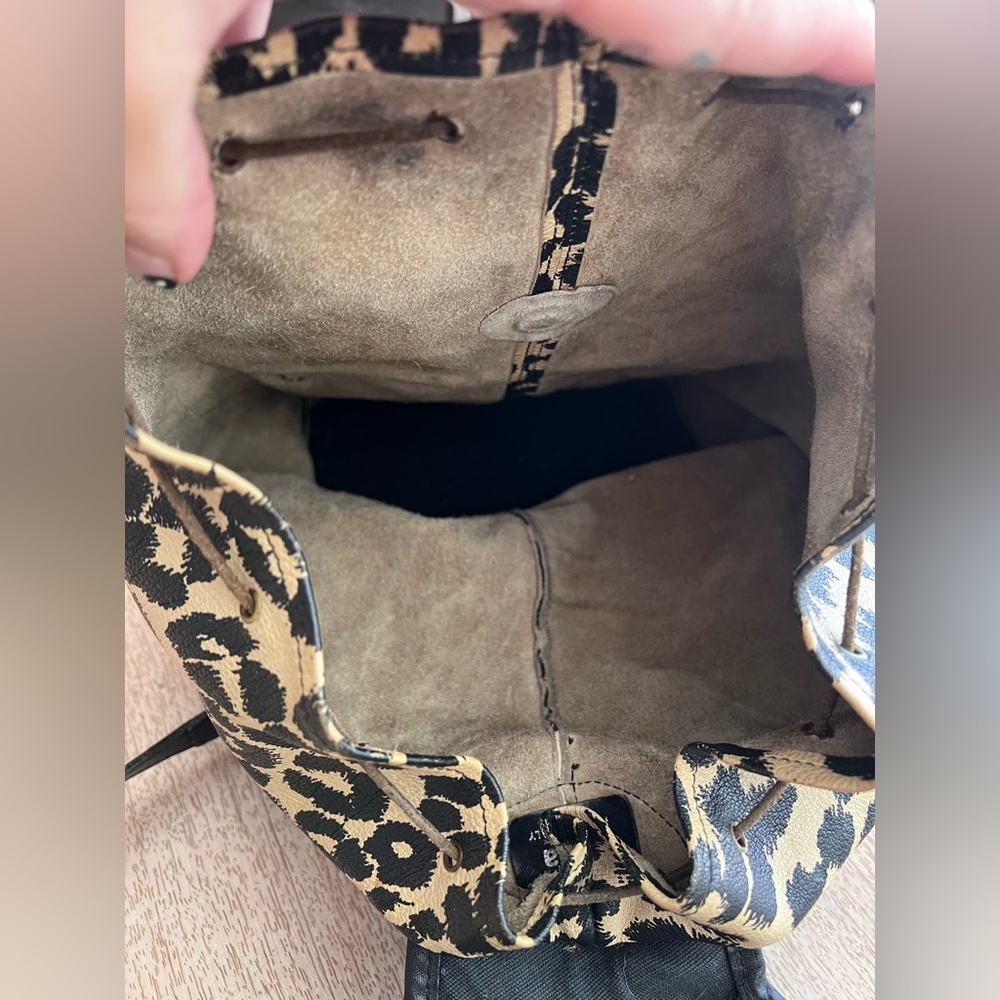 Furla suede leather leopard and black backpack - Picture 8 of 14
